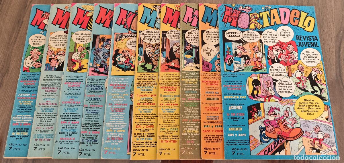 Tebeos: MORTADELO n&ordm; 105, 107, 113, 114, 116, 123, 124, 130, 131 y 132 (Bruguera 1972/73) 10 tebeos.