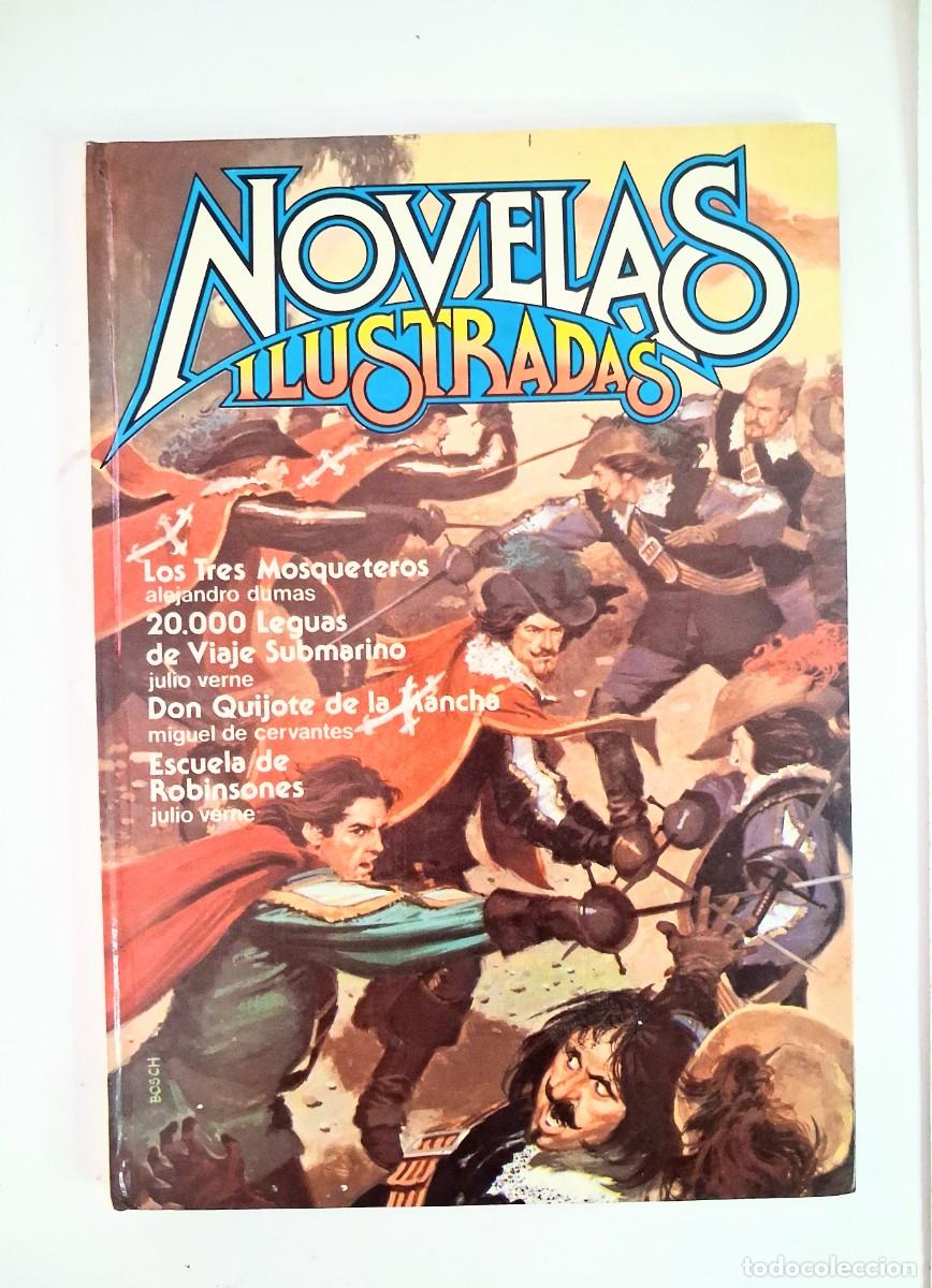 BDs: Novelas ilustradas n&ordm; 2 Bruguera, tres mosqueteros, 20.000 leguas, Don quijote, escuela Robinsones
