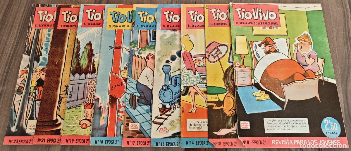 Giornalini: TIO VIVO n&ordm; 9, 10, 14, 15, 17, 18, 19, 21 y 23 (Bruguera 1961) 9 tebeos.