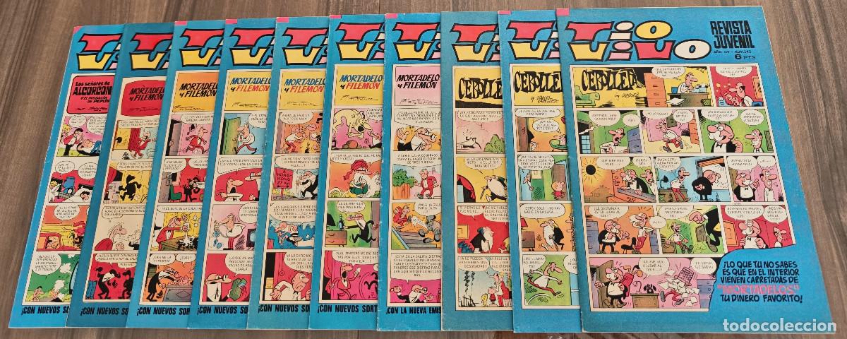 Giornalini: TIO VIVO n&ordm; 545, 547, 551, 566, 571, 572, 573, 586, 589 y 591 (Bruguera 1971/72) 10 tebeos.