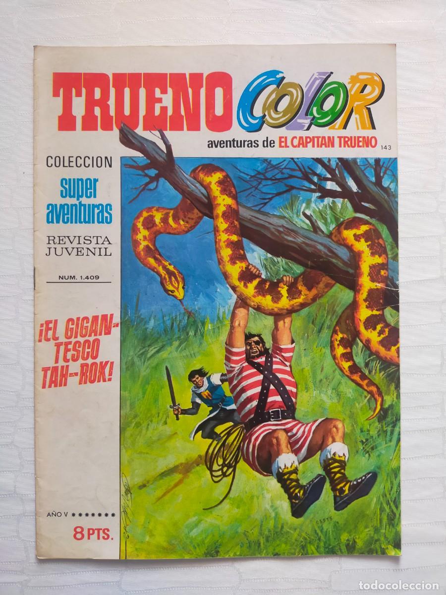 Tebeos: TRUENO Color N&ordm; 143: EL GIGANTESCO TAH-ROK (Primera, 1&ordf; &Eacute;poca) Ed Bruguera 1972 - El Capit&aacute;n Trueno.