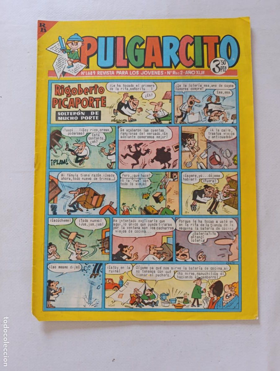 Tebeos: PULGARCITO N&ordm; 1689 - A&Ntilde;O XLIII - BRUGUERA (AN)
