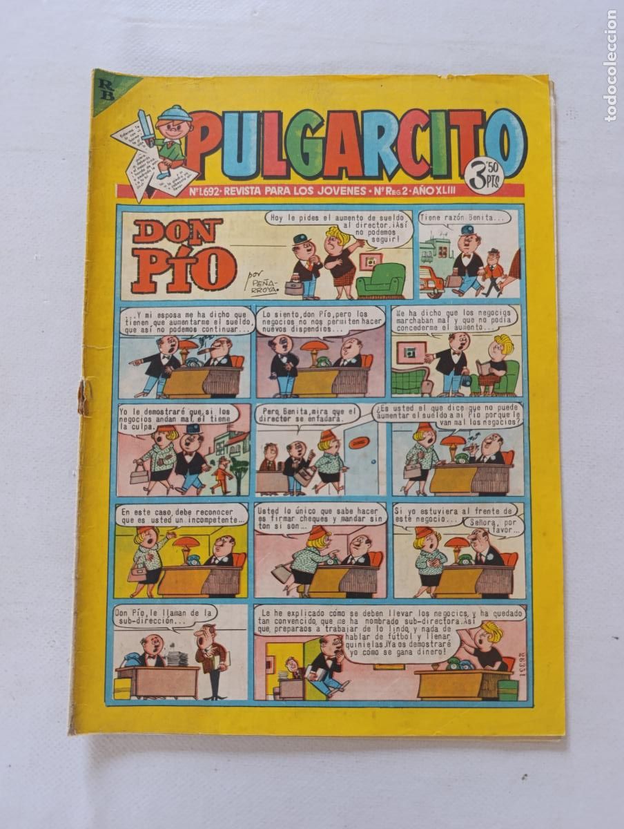 Tebeos: PULGARCITO N&ordm; 1692 - A&Ntilde;O XLIII - BRUGUERA (AN)