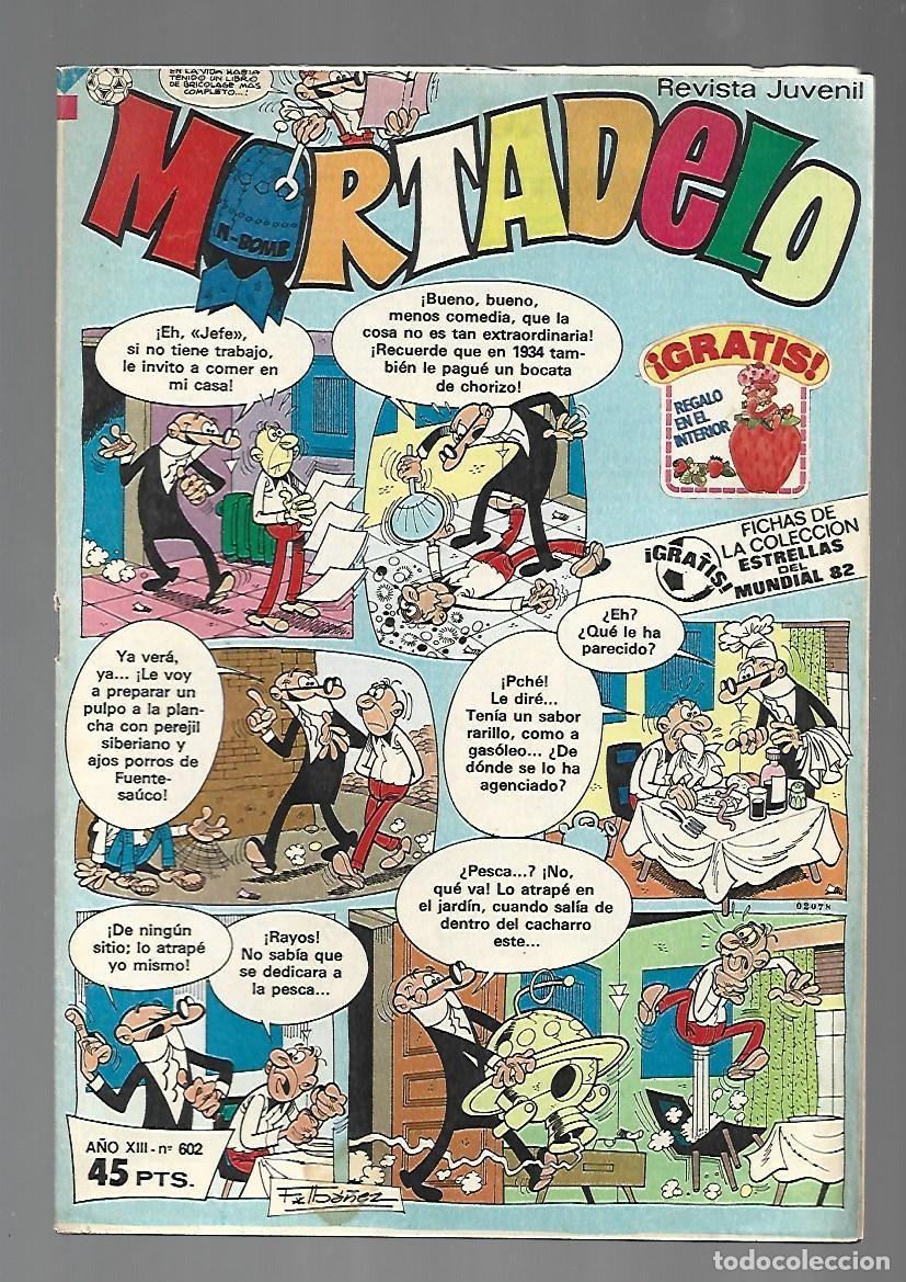 Tebeos: Mortadelo, 602, 1982, Bruguera, muy buen estado, con fichas, Tendillo, Schuster