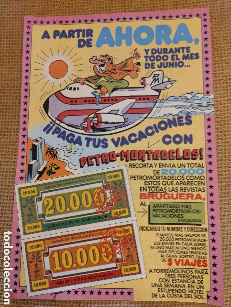 Tebeos: Hoja antigua billetes Mortadelo