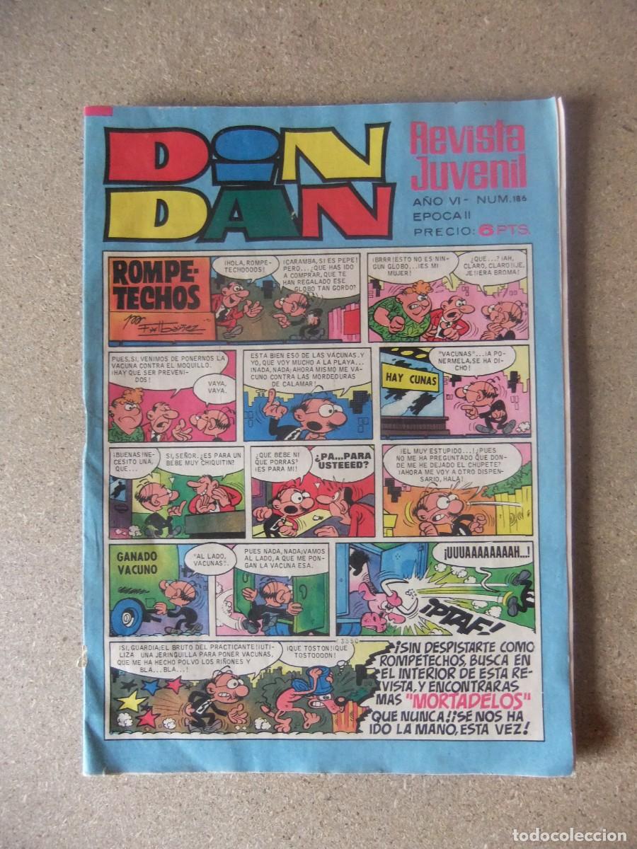 Tebeos: DIN DAN N&ordm; 186 CON BILLETES DE MORTADELO EDITORIAL BRUGUERA