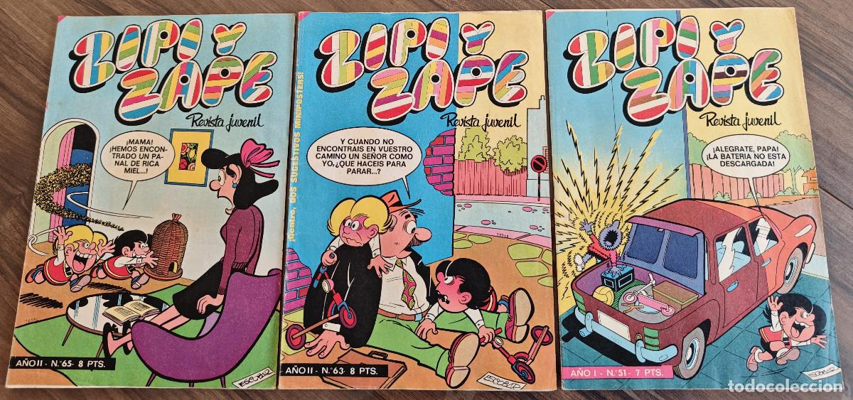 Tebeos: ZIPI Y ZAPE n&ordm; 51, 63 y 65 (Bruguera 1973) 3 tebeos.