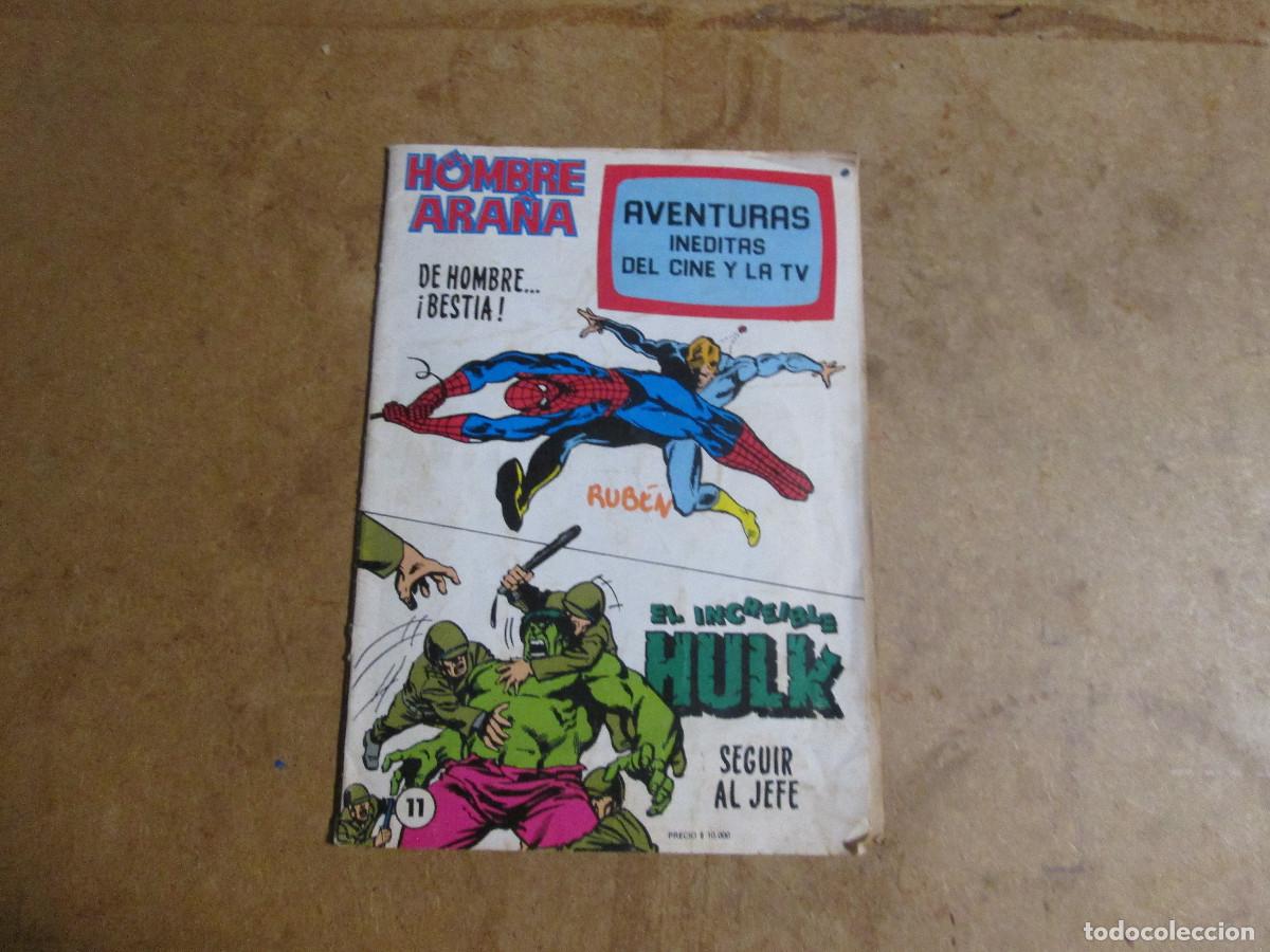 Tebeos: aventuras in&eacute;ditas del cine y la tv, hombre ara&ntilde;a/el incre&iacute;ble hulk n&ordm; 11, bruguera