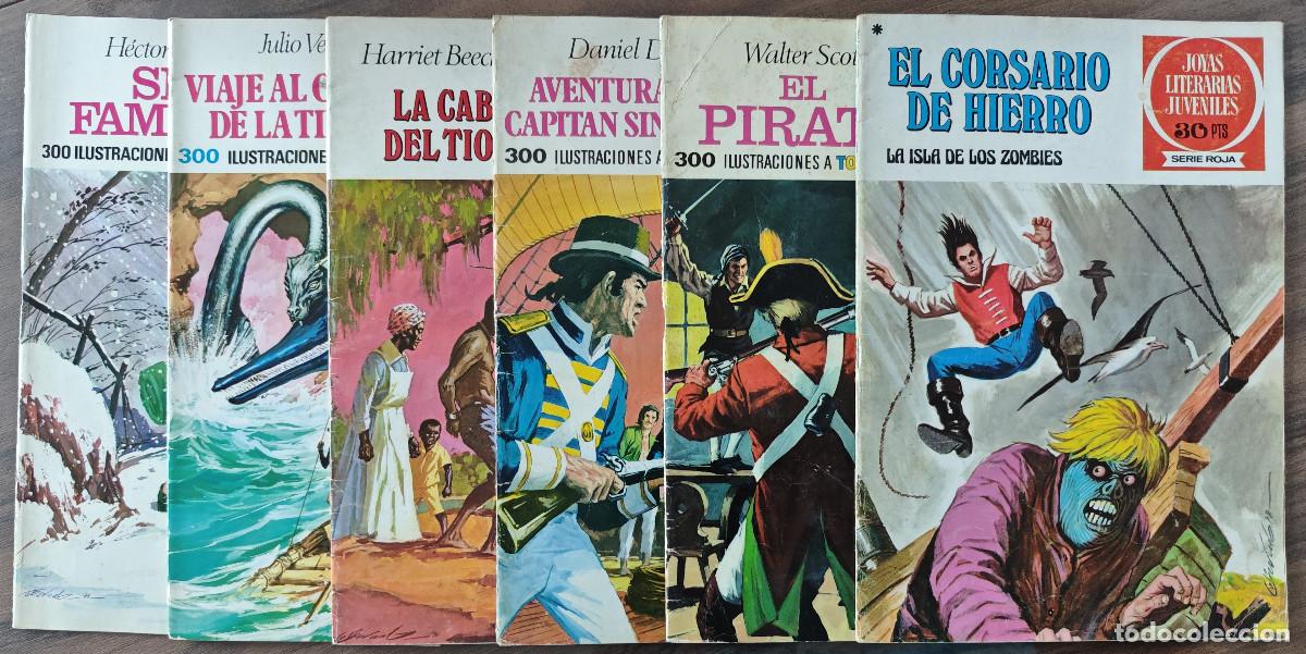 BDs: JOYAS LITERARIAS JUVENILES n&ordm; 6, 10, 18, 21, 31 (1970/75) + CORSARIO DE HIERRO N&ordm; 35 (1978) 6 tebeos