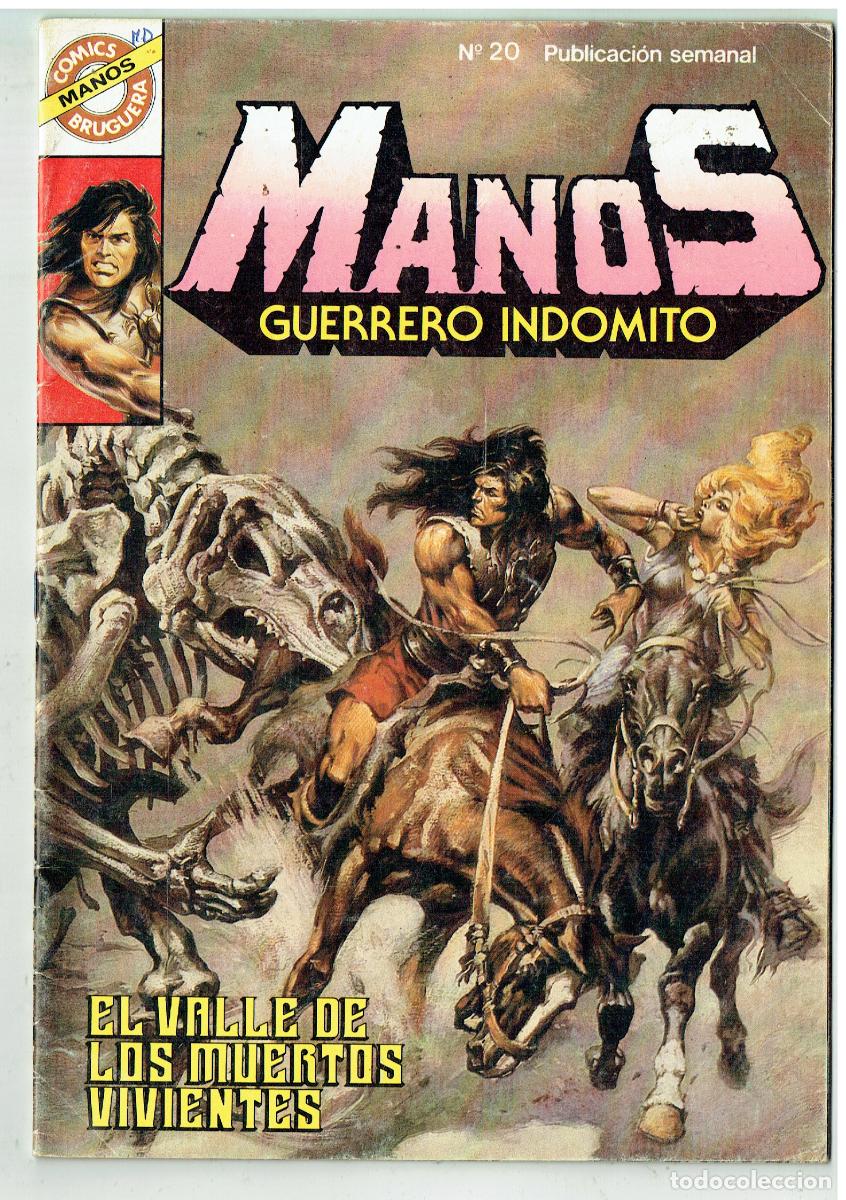 Tebeos: MANOS GUERRERO INDOMITO. N&ordm; 20. EL VALLE DE LOS MUERTOS . .CON POSTER. COMICS BRUGUERA. (B/48.3 RUM)