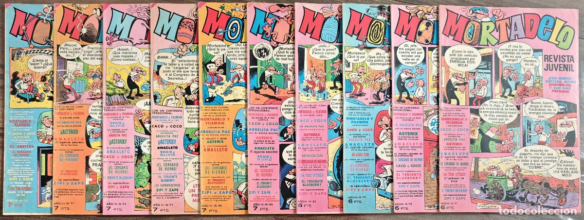 Giornalini: MORTADELO n&ordm; 71, 75, 77, 80, 84, 88, 92, 95, 97 y 123 (Bruguera 1972/73) 10 tebeos.