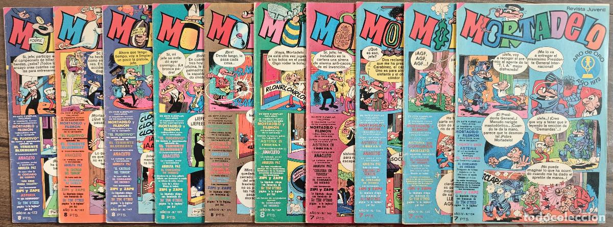 Livros de Banda Desenhada: MORTADELO n&ordm; 124, 135, 136, 140, 147, 151, 159, 162, 163 y 172 (Bruguera 1973/74) 10 tebeos.