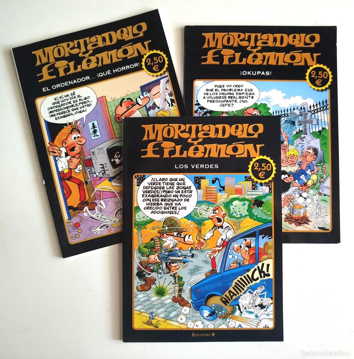 Tebeos: Lote 3 mortadelo y filem&oacute;n - tapa blanda negra - Los verdes, Ordenador qu&eacute; horror y Okupas