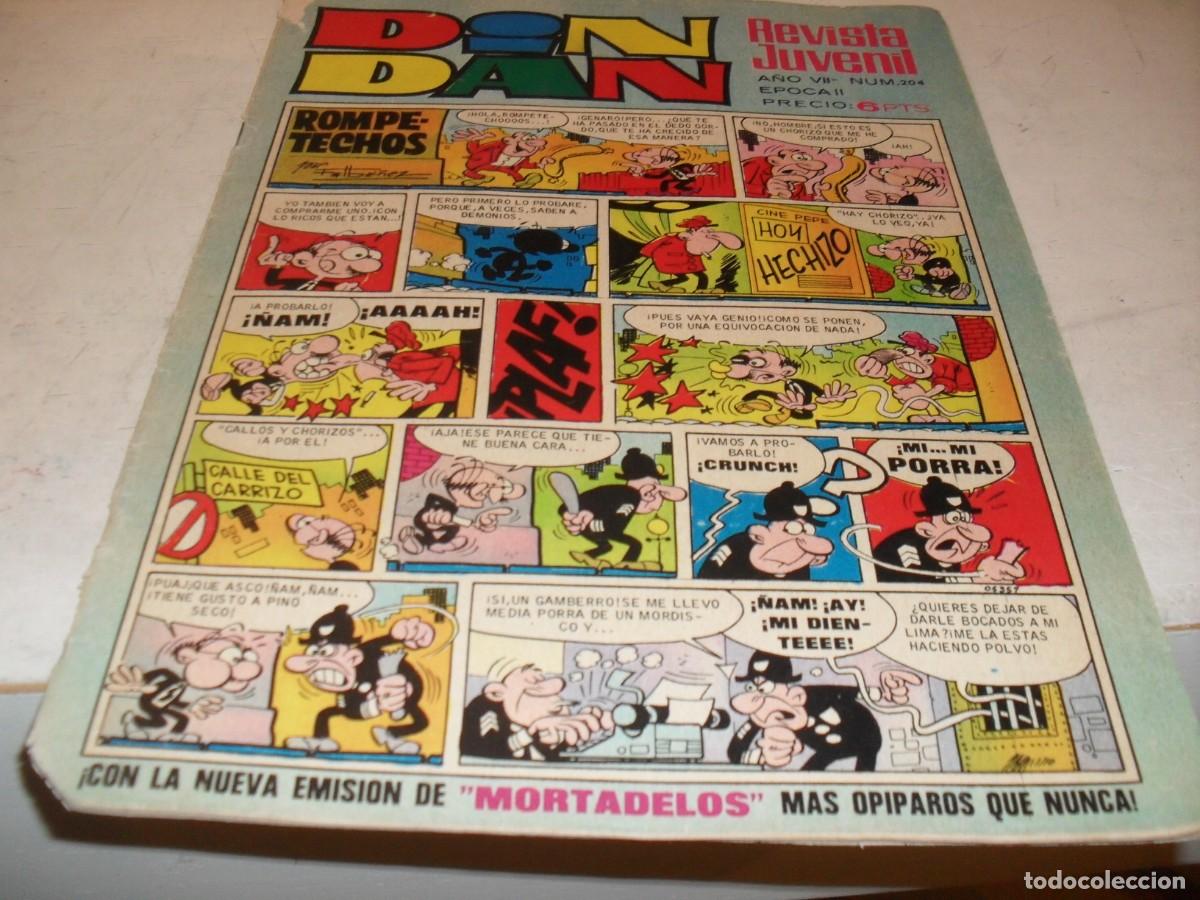 Tebeos: DIN DAN,2&ordf; EPOCA,N&ordm; 204,SIN LOS BILLETES DE MORTADELO,DE 385,BRUGUERA,1968