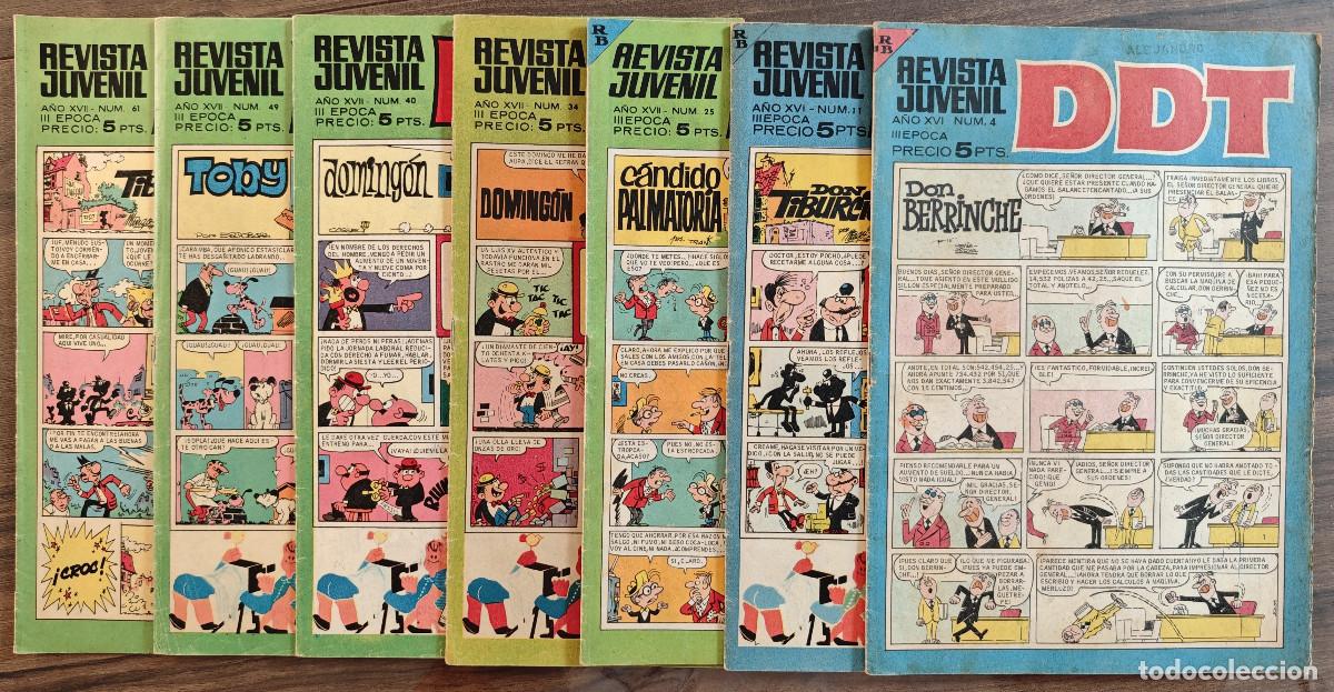 Tebeos: DDT n&ordm; 4, 11, 25, 34, 40, 49 y 61 (Bruguera 1967/68) 7 tebeos.