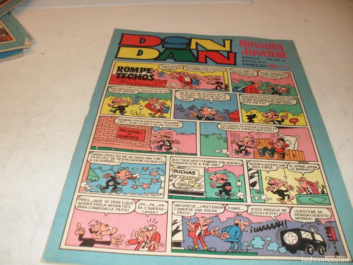 Tebeos: DIN DAN,2&ordf; EPOCA,N&ordm; 14,PRIMEROS N&ordm;, CON 4 CROMOS DE FUTBOL,DE 385,BRUGUERA,1968