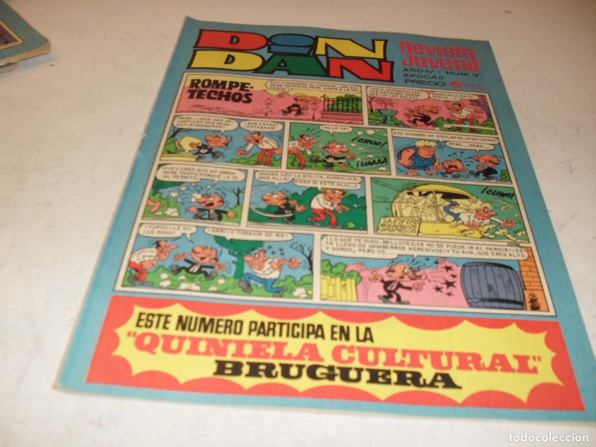 Tebeos: DIN DAN,2&ordf; EPOCA,N&ordm; 12,PRIMEROS N&ordm;, CON 4 CROMOS DE FUTBOL,DE 385,BRUGUERA,1968