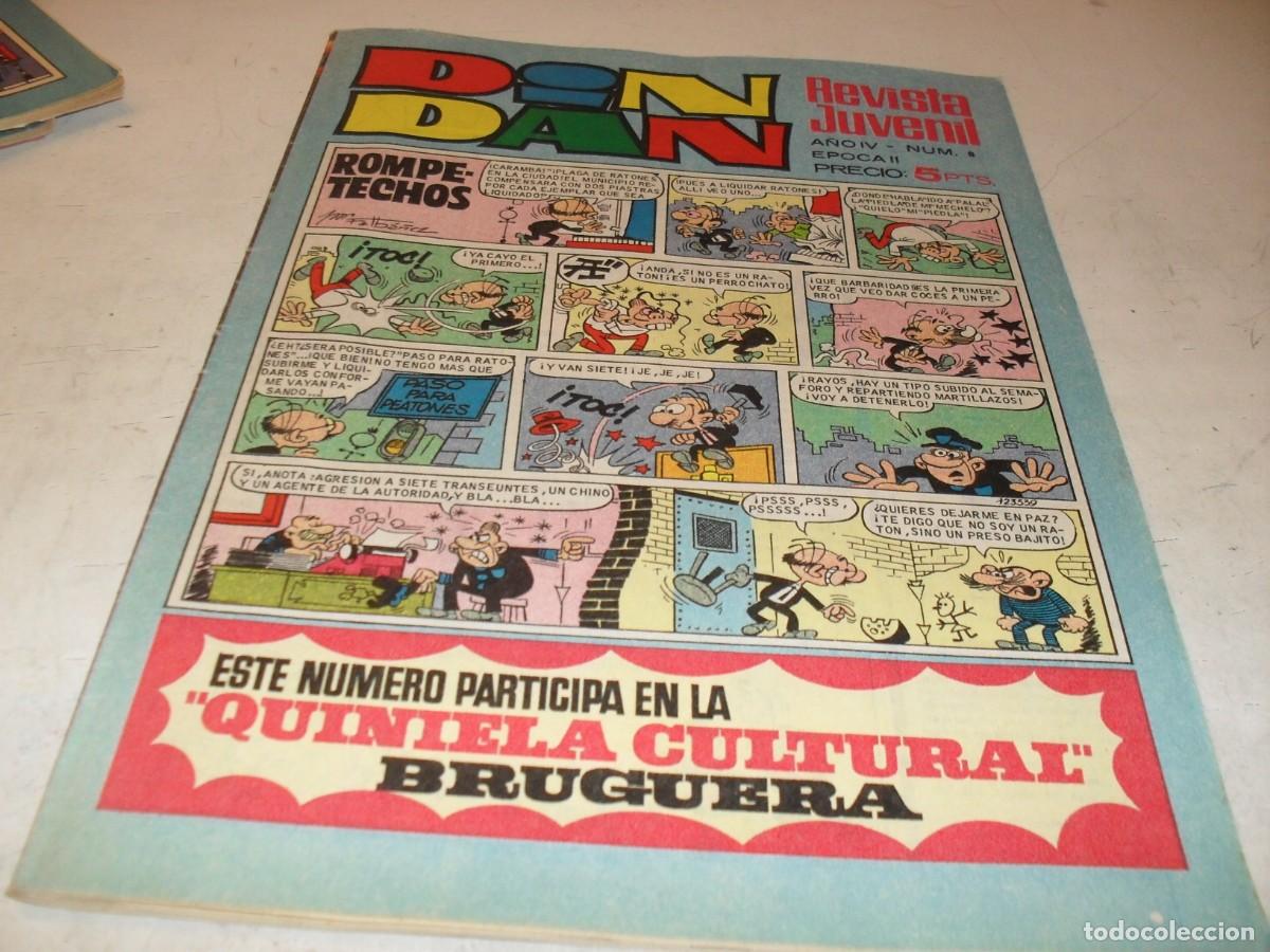 Tebeos: DIN DAN,2&ordf; EPOCA,N&ordm; 8,PRIMEROS N&ordm;, CON 4 CROMOS DE FUTBOL,DE 385,BRUGUERA,1968