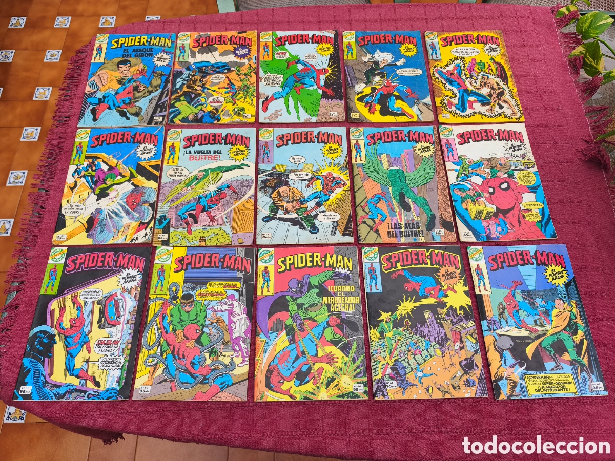 Tebeos: SPIDERMAN BRUGUERA N&deg;S:25,27,30,31,33,34,39,52,58,59,61,62,64,65,66.LOTE DE 15 EL HOMBRE ARA&Ntilde;A