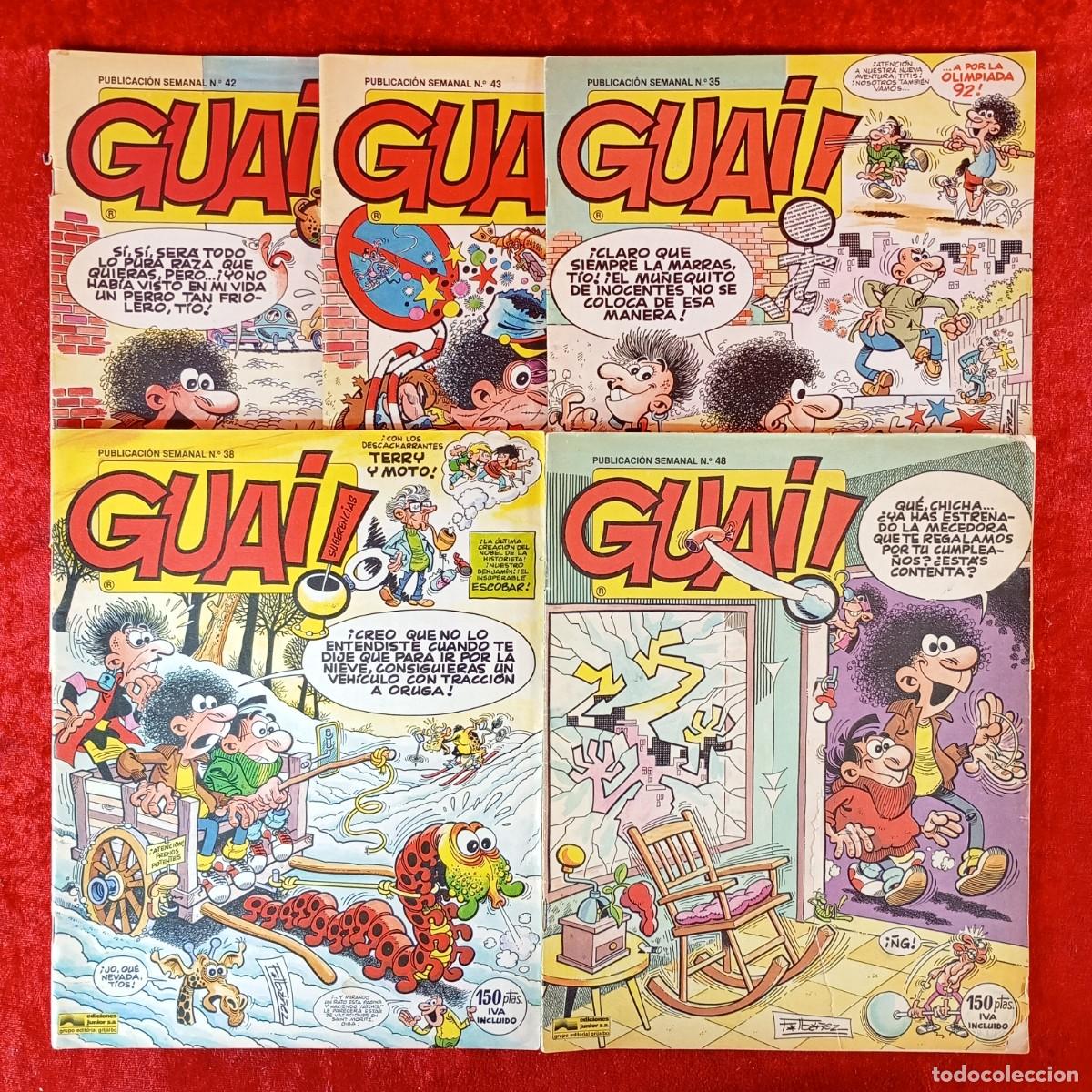 Tebeos: GUAI ! - EDICIONES JUNIOR - F. IB&Aacute;&Ntilde;EZ - LOTE DE 5 TEBEOS - N&ordm; 42, 43, 35, 48 Y 38 / 36