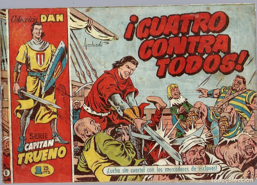Giornalini: EL CAPITAN TRUENO N&ordm; 9, CUATRO CONTRA TODOS, BRUGUERA 1956, ORIGINAL DE 1,25 PTAS, BUEN ESTADO