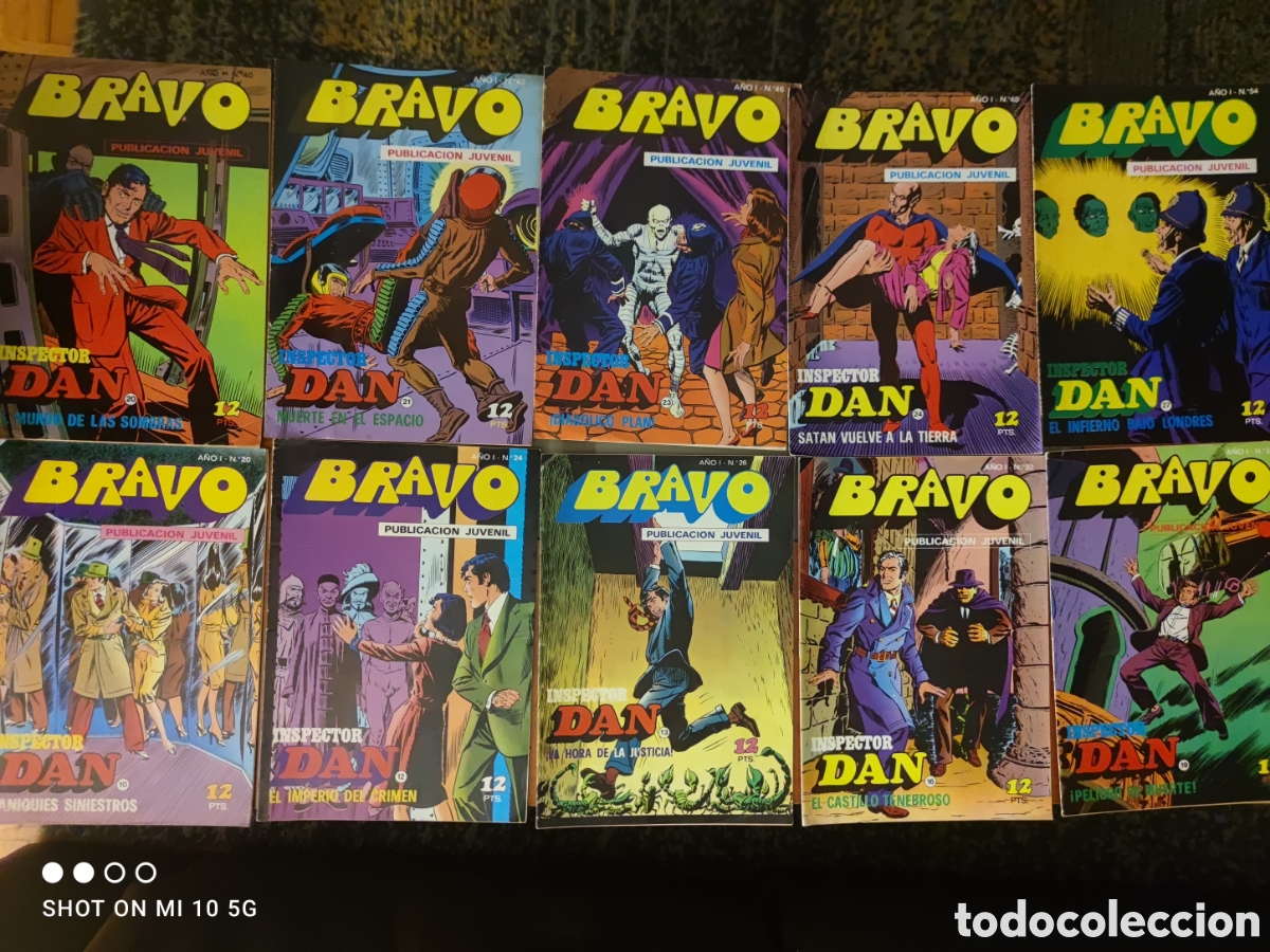 Tebeos: Lote 10 Tebeos El Inspector DAN-Coleccion BRAVO -Editorial Bruguera (A&ntilde;os 70)