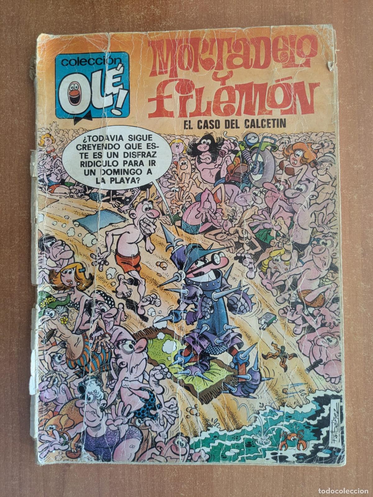 Tebeos: Mortadelo y Filemon. El caso del calcet&iacute;n. Colecci&oacute;n Ol&eacute; n&ordm; 128. Numero en lomo. Bruguera.