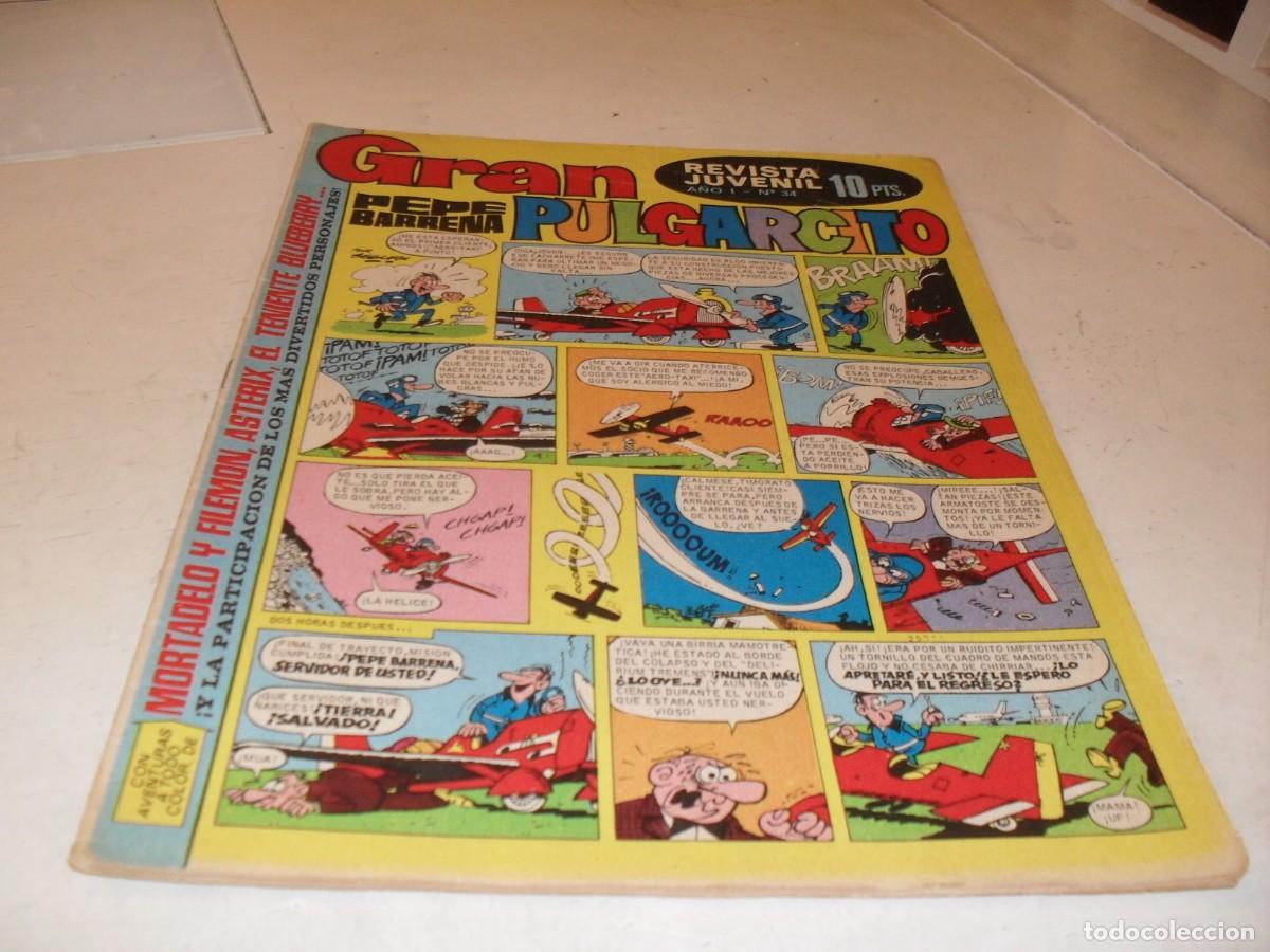 BDs: GRAN PULGARCITO N&ordm; 34,CON PEPE BARRENA EN PORTADA,DE 84.BRUGUERA,1969