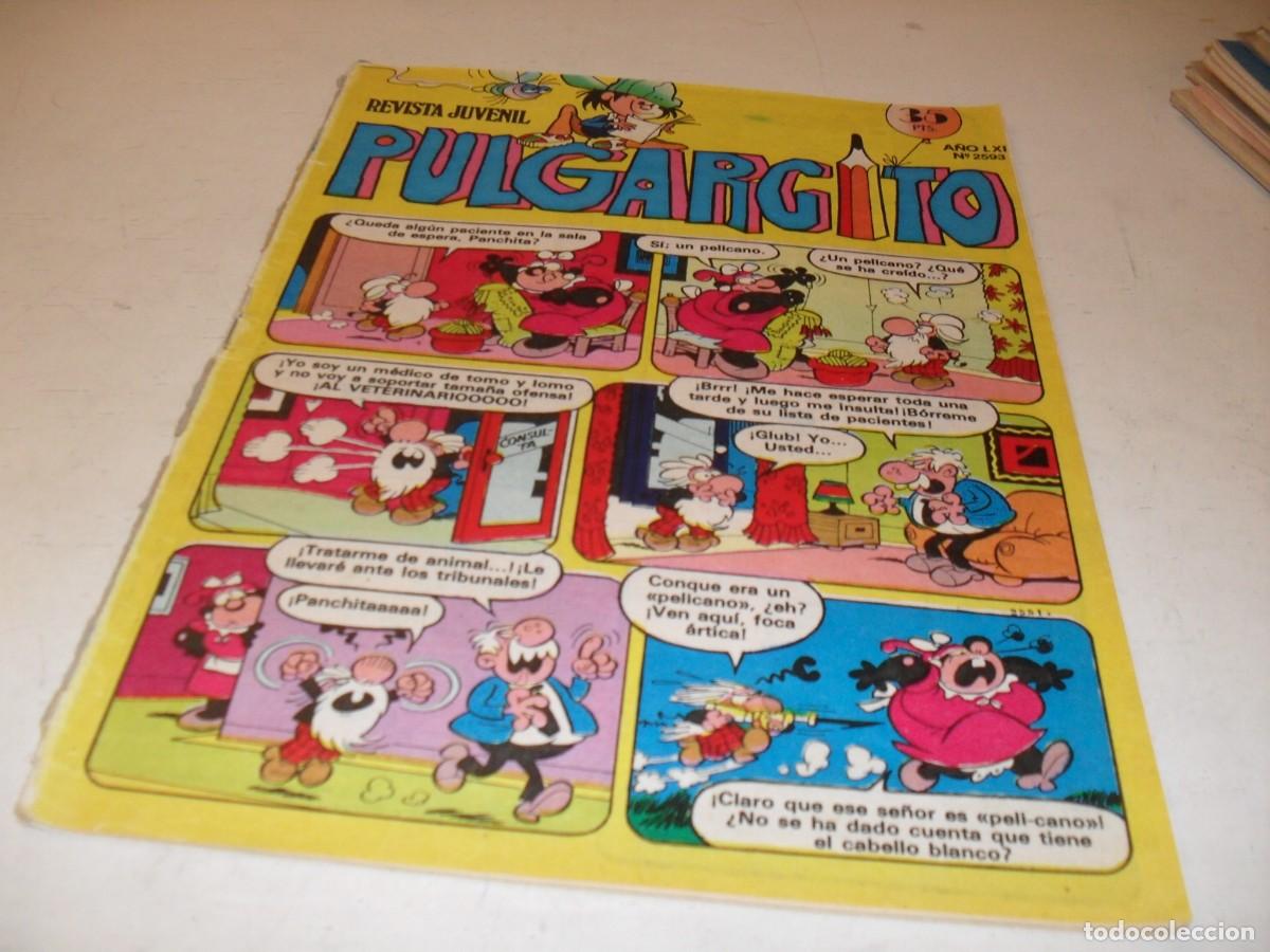 Tebeos: PULGARCITO N&ordm; 2593,ULTIMOS N&ordm;,CON MORTADELO APOCRIFO:LA PULGA SUPERVITAMINADA,DE 2597.BRUGUERA,1947