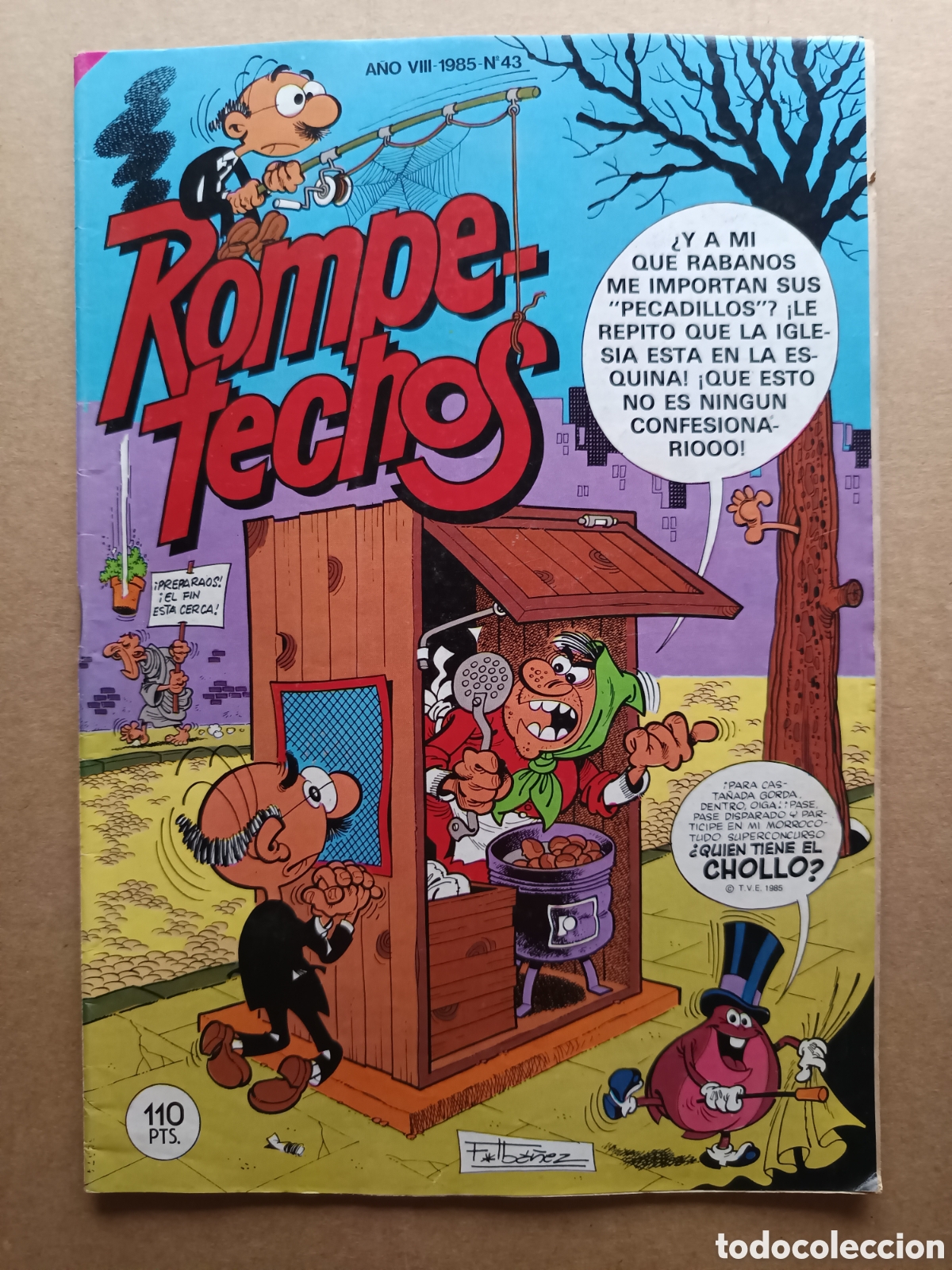 Tebeos: Revista Rompetechos n&deg;43 (Bruguera, 1985). Con 'El palio negro' y 'Exterminius'. 52 p&aacute;ginas a color.