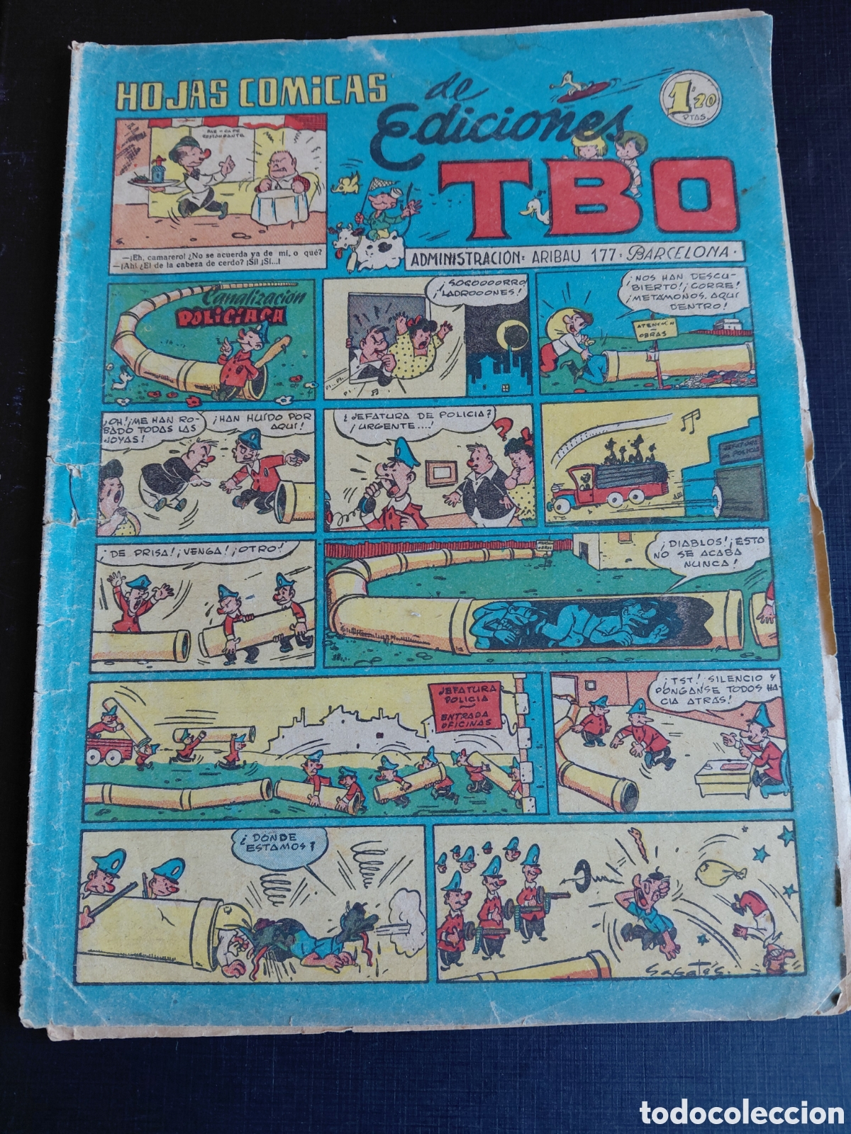 Tebeos: EDICIONES TBO- HOJAS COMICAS- CANALIZACI&Oacute;N POLIC&Iacute;ACA- SIN NUMERAR-A&Ntilde;O 1950