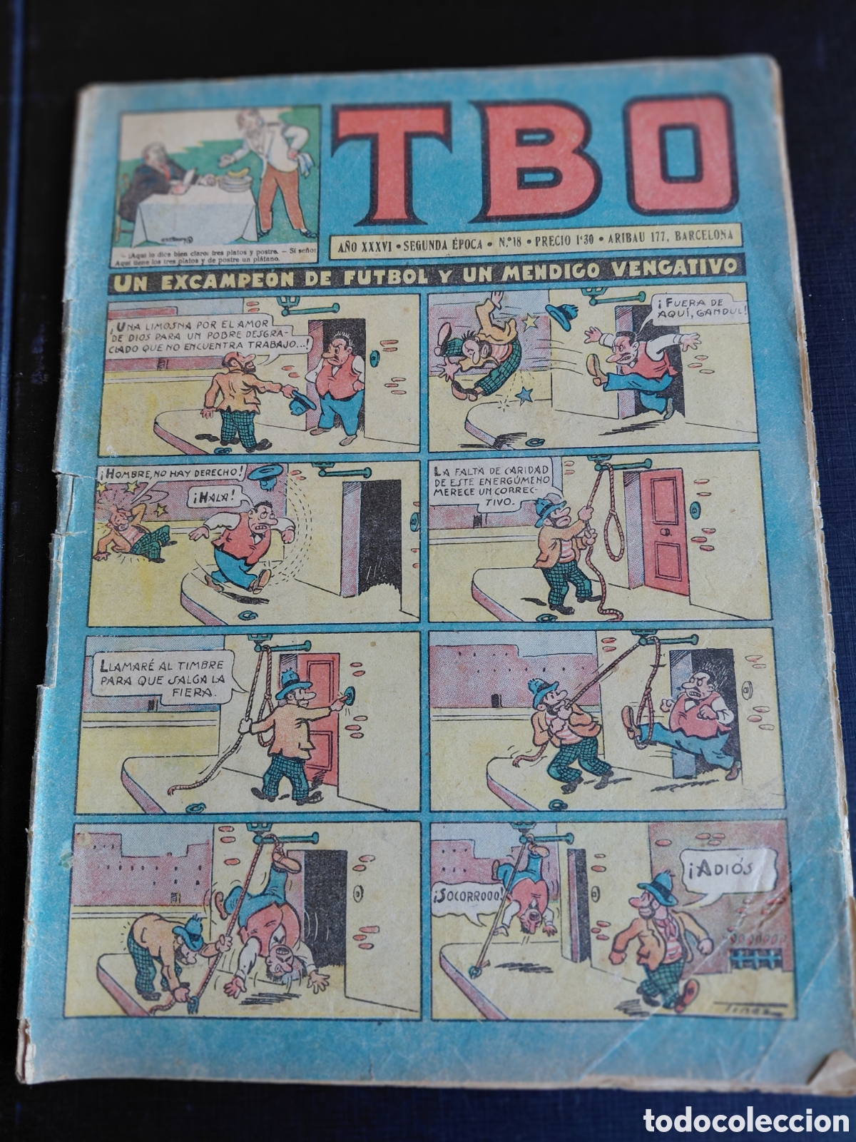 Tebeos: TEBEO TBOA&Ntilde;O XXXVI 2 &Eacute;POCA-UN EXCAMPE&Oacute;N DE F&Uacute;TBOL Y UN MENDIGO VENGATIVO- A&Ntilde;O 1952