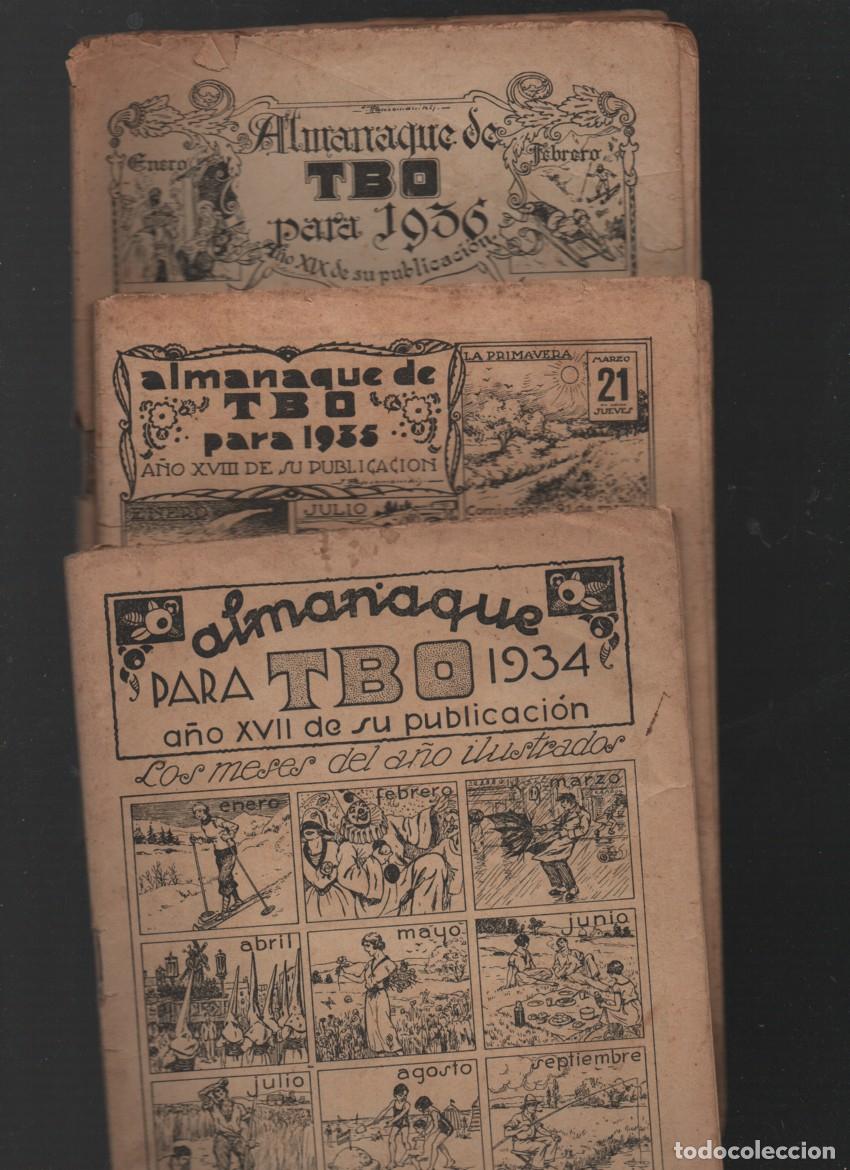 Tebeos: ALMANAQUE DE TBO PARA 1934-1935-1936. LOTE DE 3 EJEMPLARES PARA 3 A&Ntilde;OS SEGUIDOS..