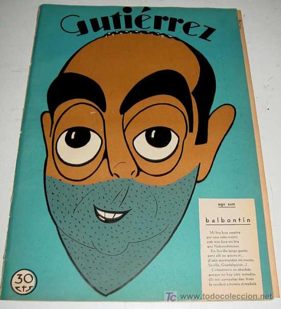 Tebeos: Revista Guti&eacute;rrez. Semanario espa&ntilde;ol de humorismo. - CARICATURA DEL POLITICO BALONTIN - 27 DE MAYO 1