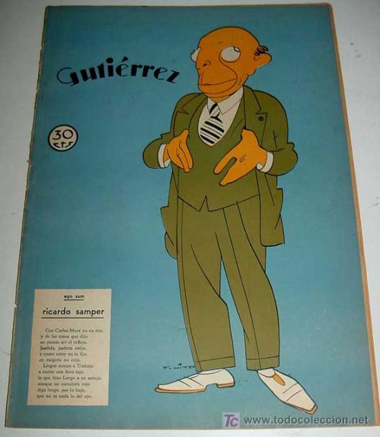 Tebeos: Revista Guti&eacute;rrez. Semanario espa&ntilde;ol de humorismo. - CARICATURA DEL POLITICO RICARDO SAMPER - 2 DE D