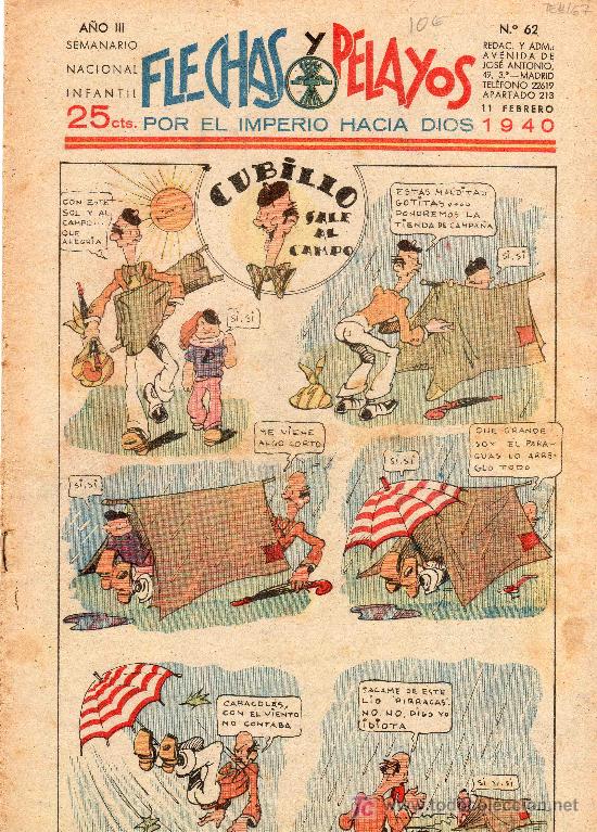 Tebeos: COMIC SEMANARIO NACIONAL FLECHAS Y PELAYOS. NUMERO 62. - Foto 1