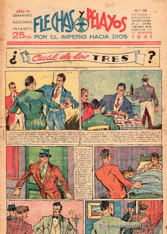 Tebeos: COMIC SEMANARIO NACIONAL FLECHAS Y PELAYOS. NUMERO 141. - Foto 1