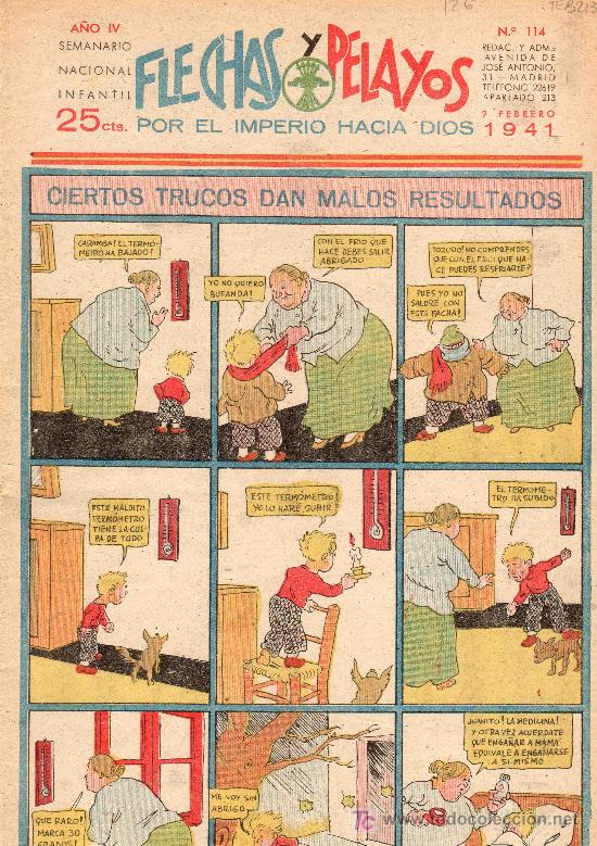 Tebeos: COMIC SEMANARIO NACIONAL FLECHAS Y PELAYOS. NUMERO 114. - Foto 1
