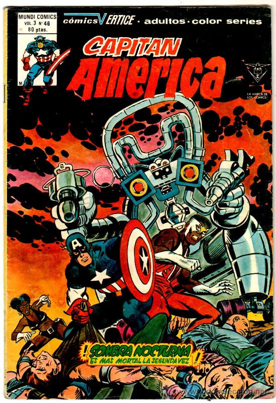 Tebeos: CAPITAN AMERICA V-3 N&ordm; 46, &Uacute;LTIMO DE ESTA COLECCI&Oacute;N, VERTICE 1980, A COLOR 38 PGS.