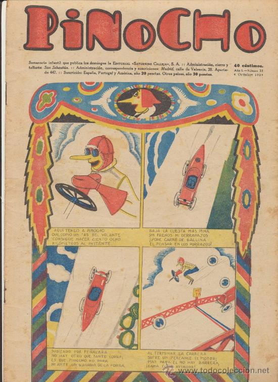 Tebeos: Pinocho n&ordm;  33. Editorial Calleja 1925. - Foto 1