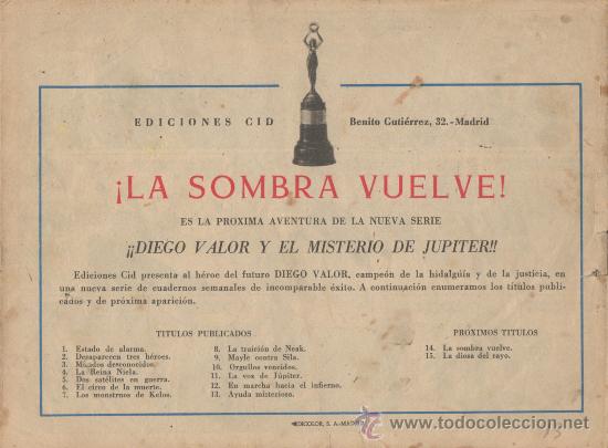 Tebeos: DIEGO VALOR N&ordm;  13.  2&ordf; SERIE. EDITORIAL EDICIONES CID. A&Ntilde;O:1957  (ORIGINAL) - Foto 2