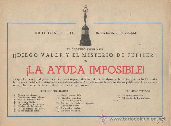 Tebeos: DIEGO VALOR N&ordm;  15.  2&ordf; SERIE. EDITORIAL EDICIONES CID. A&Ntilde;O:1957  (ORIGINAL) - Foto 2