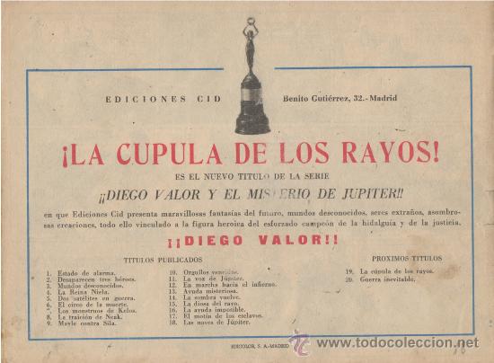 Tebeos: DIEGO VALOR N&ordm;  18. 2&ordf; SERIE. EDITORIAL EDICIONES CID. A&Ntilde;O:1957  (ORIGINAL) - Foto 2