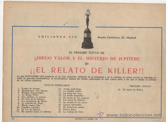 Tebeos: DIEGO VALOR N&ordm;  23. 2&ordf; SERIE. EDITORIAL EDICIONES CID. A&Ntilde;O:1957  (ORIGINAL) - Foto 2