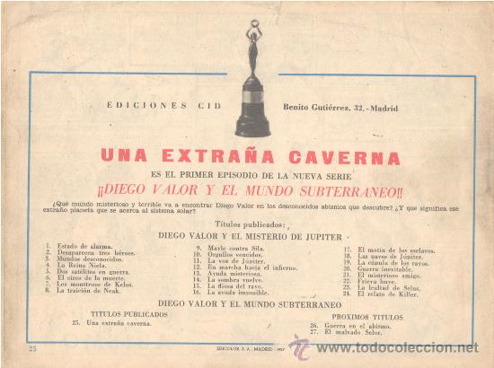 Tebeos: DIEGO VALOR N&ordm;  25. 2&ordf; SERIE. EDITORIAL EDICIONES CID. A&Ntilde;O:1957  (ORIGINAL) - Foto 2