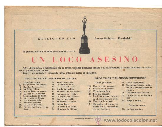 Tebeos: DIEGO VALOR N&ordm;  36. 2&ordf; SERIE. EDITORIAL EDICIONES CID. A&Ntilde;O:1957  (ORIGINAL) - Foto 2