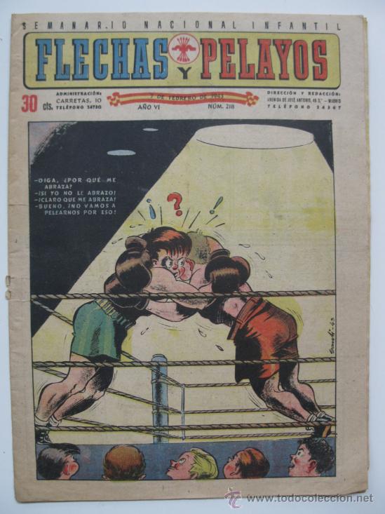 Tebeos: FLECHAS Y PELAYOS - N&ordm; 218 - ORIGINAL - A&Ntilde;O 1943. - Foto 1