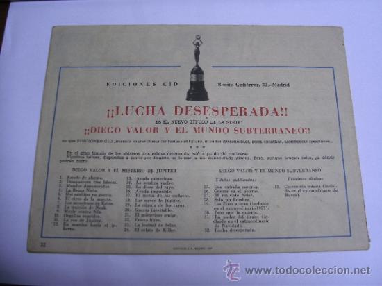 Tebeos: DIEGO VALOR N&ordm; 32 / LUCHA DESESPERADA / EDICIONES CID ORIGINAL - Foto 2