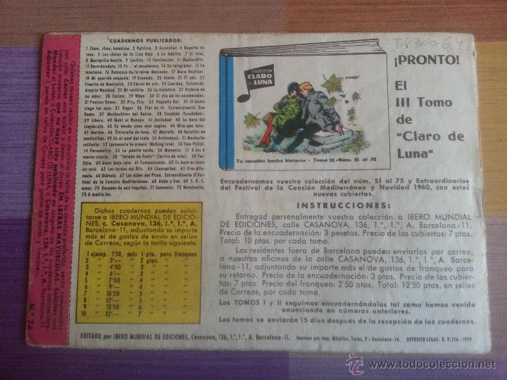 Tebeos: Tebeo Colecci&oacute;n Claro de Luna, n&ordm; 74 - Foto 2