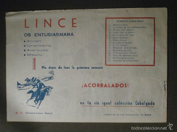 Tebeos: COMIC - LINCE N&ordm; 15 - TRAICI&Oacute;N EN UMBERTOWN - EDICIONES GEMEX - A&Ntilde;O 1958 - Foto 2